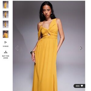 ASOS asymmetric maxi dress with drape back in marigold Size 6